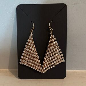 Elegant Gold Crystal Triangle Earrings